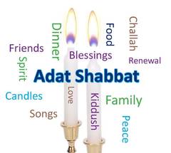 Adat Shabbat Candles and Word Cloud